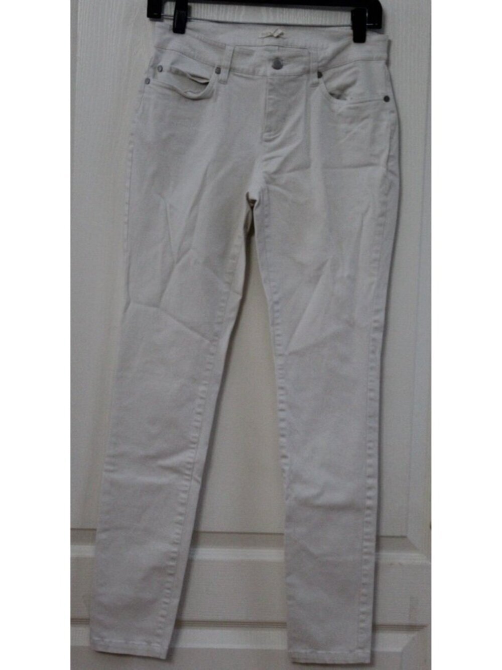 Eileen Fisher 97% Organic Cotton Size 4 Off White Slim Jeans 5 pocket